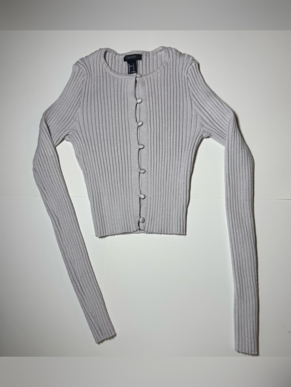 FOREVER 21 Ribbed Long Sleeve Top in Gray Size Small